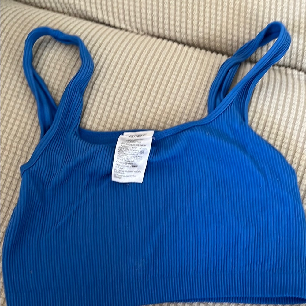 Blue Ribbed Tank Top